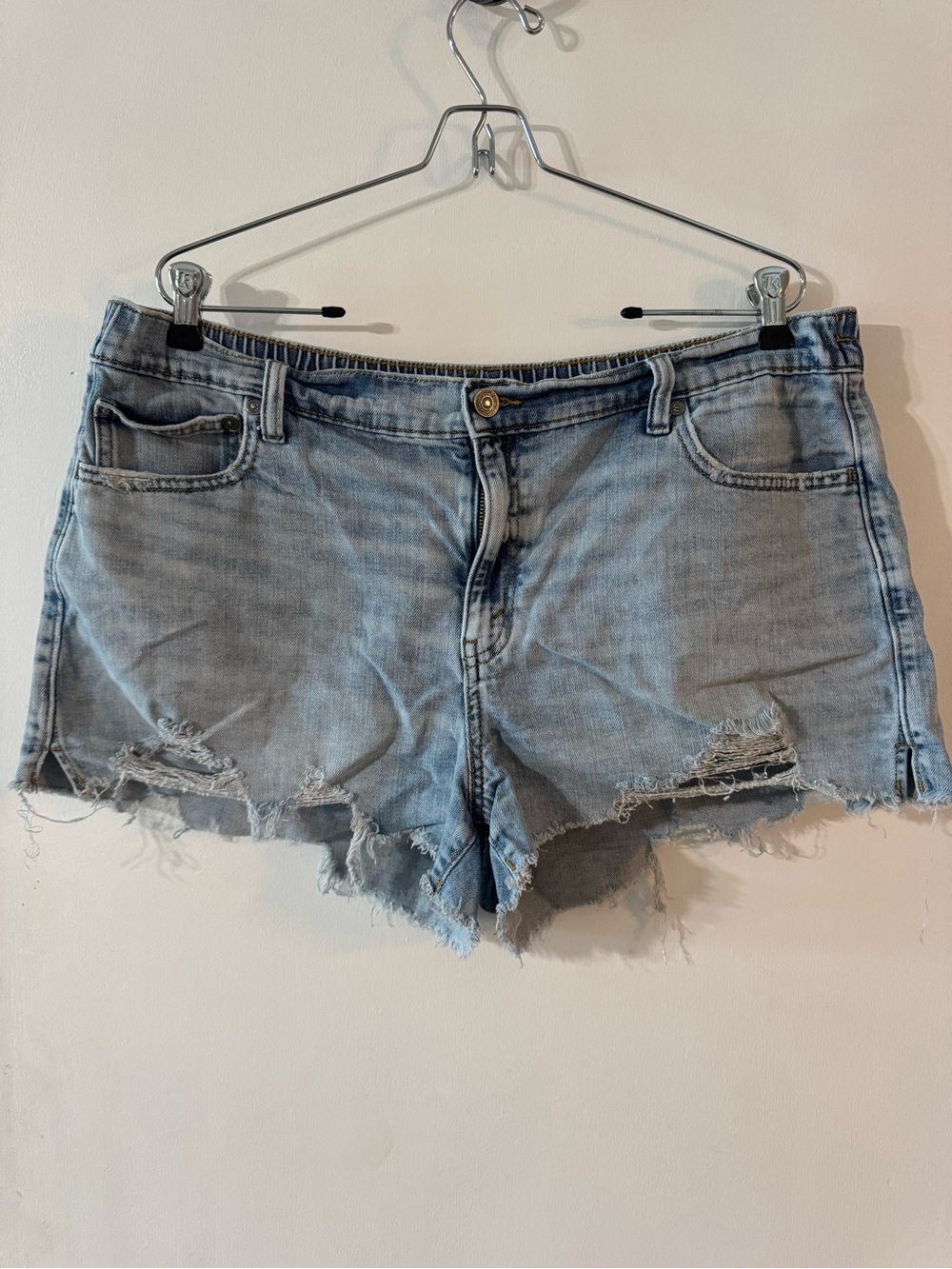 aerie Light Blue Distressed Denim Jean Shorts